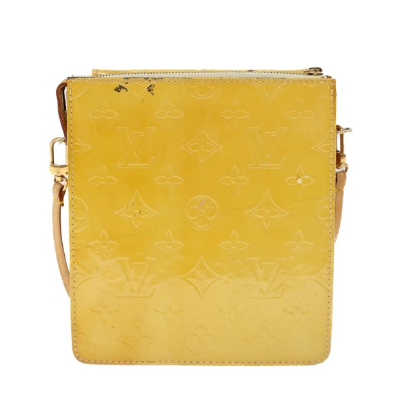 LOUIS VUITTON Monogram Vernis Motto Accessory Pouch Yellow M91159 LV Auth 53105 - Picture 2 of 16